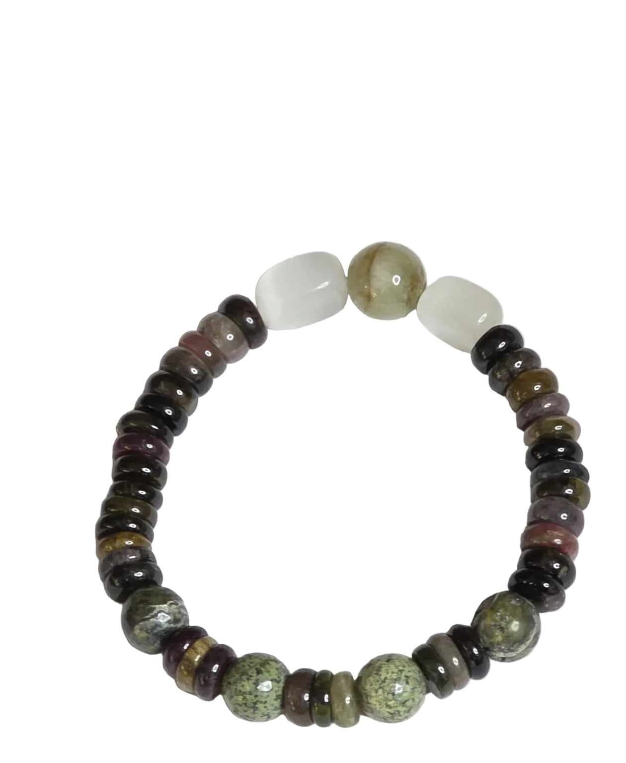 Speckled Jade & Tourmaline Gemstone Bracelet
