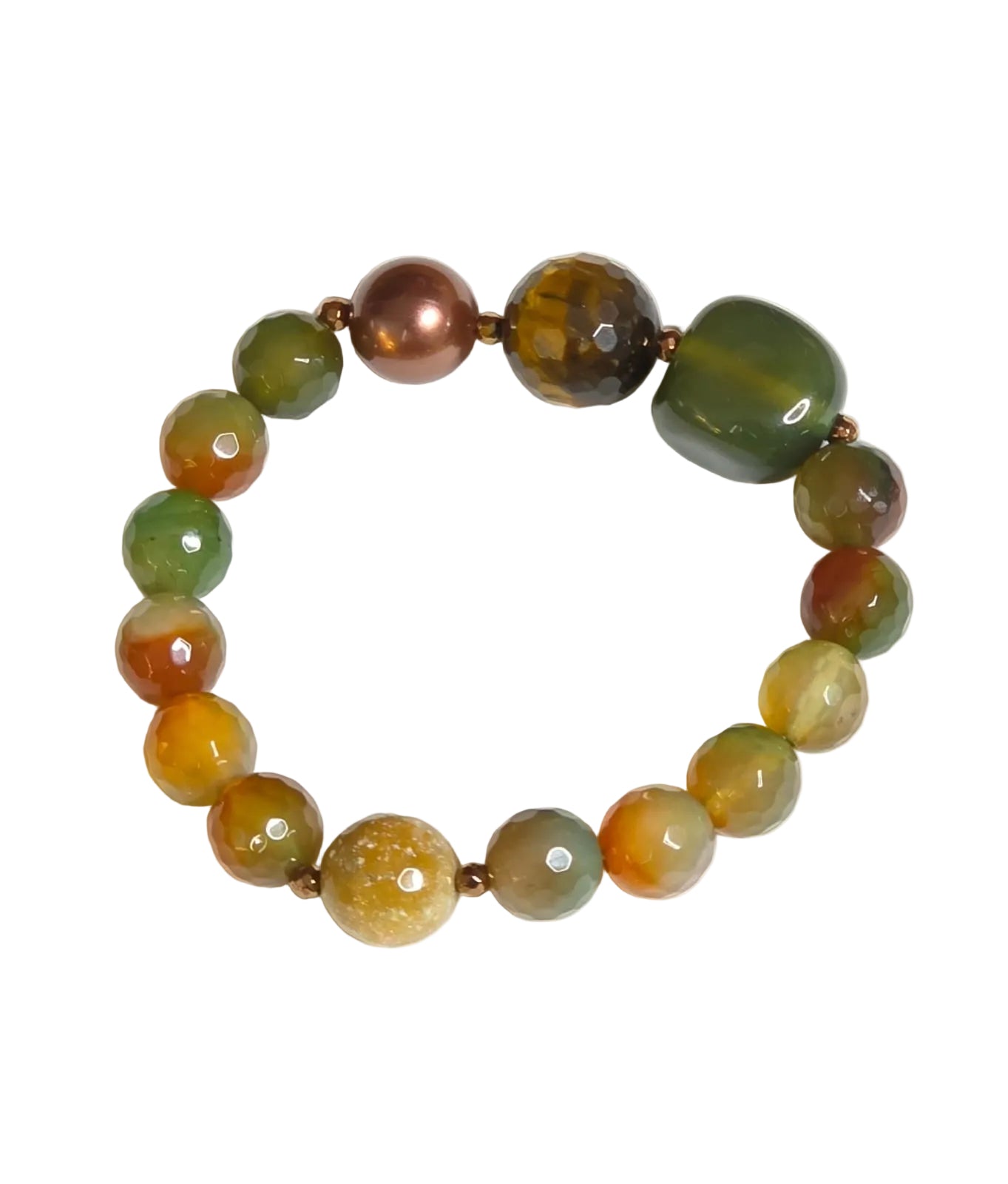 Sage & Amber Gemstone Bracelet