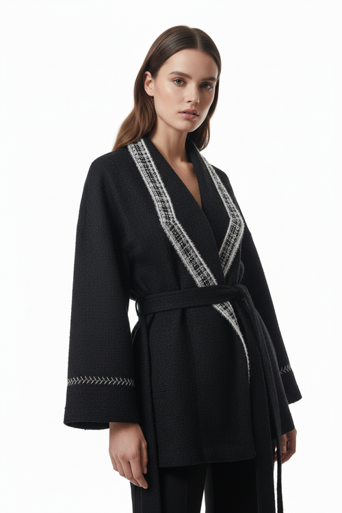 Russian model closer in black jacket