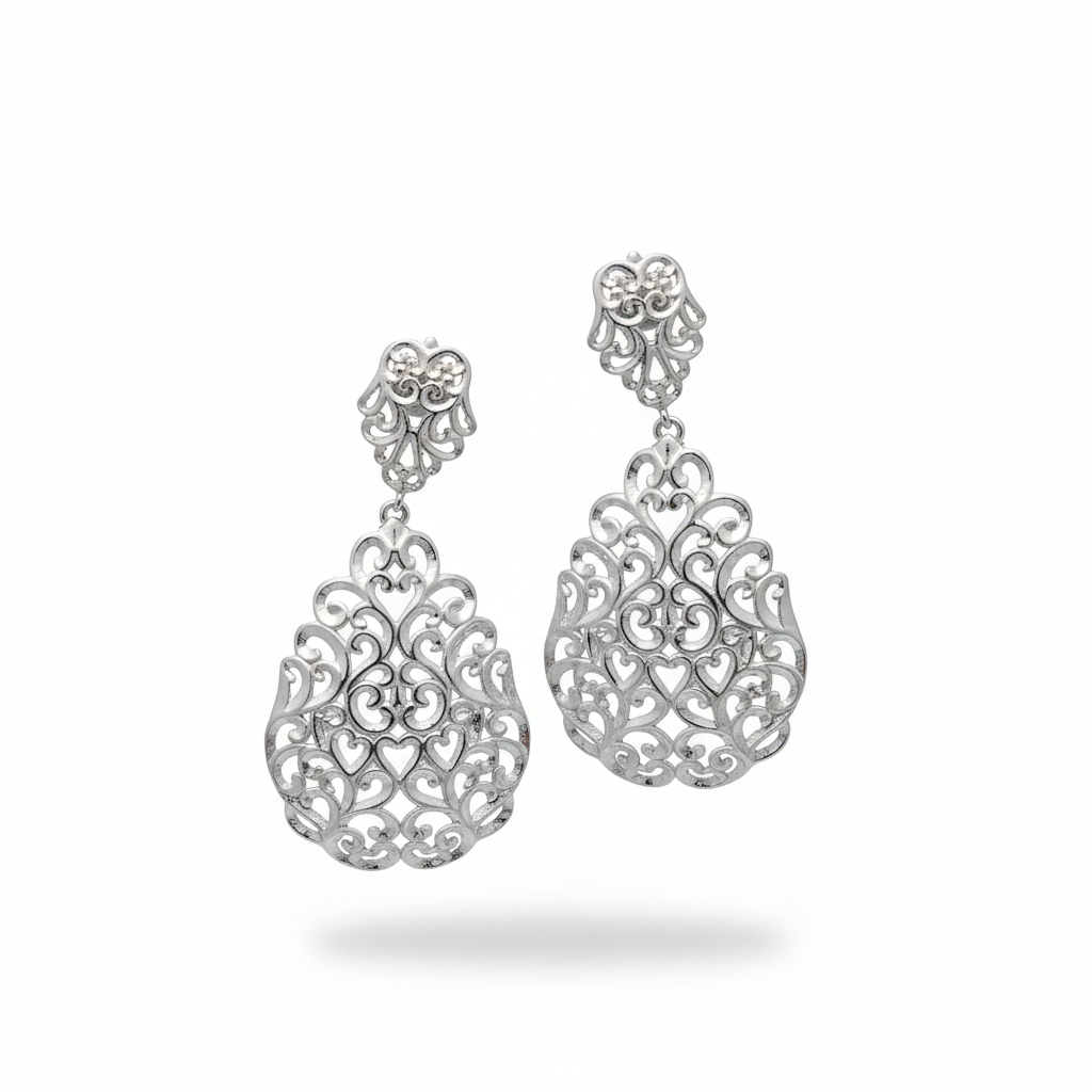 Silver Filigree Chandelier Earrings